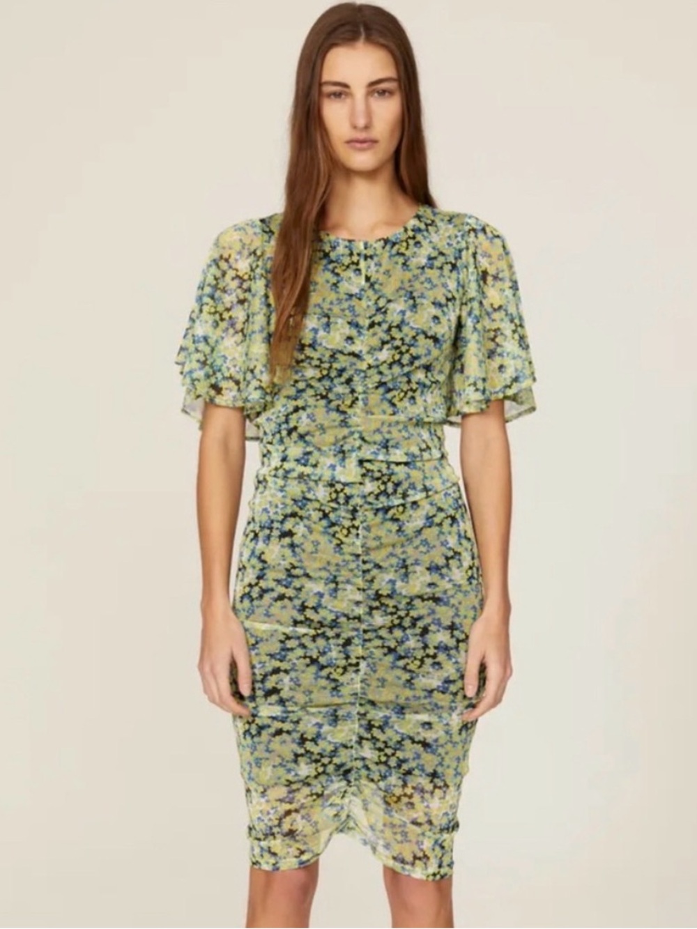 Saunders Collective Ruched Floral Mini Dress